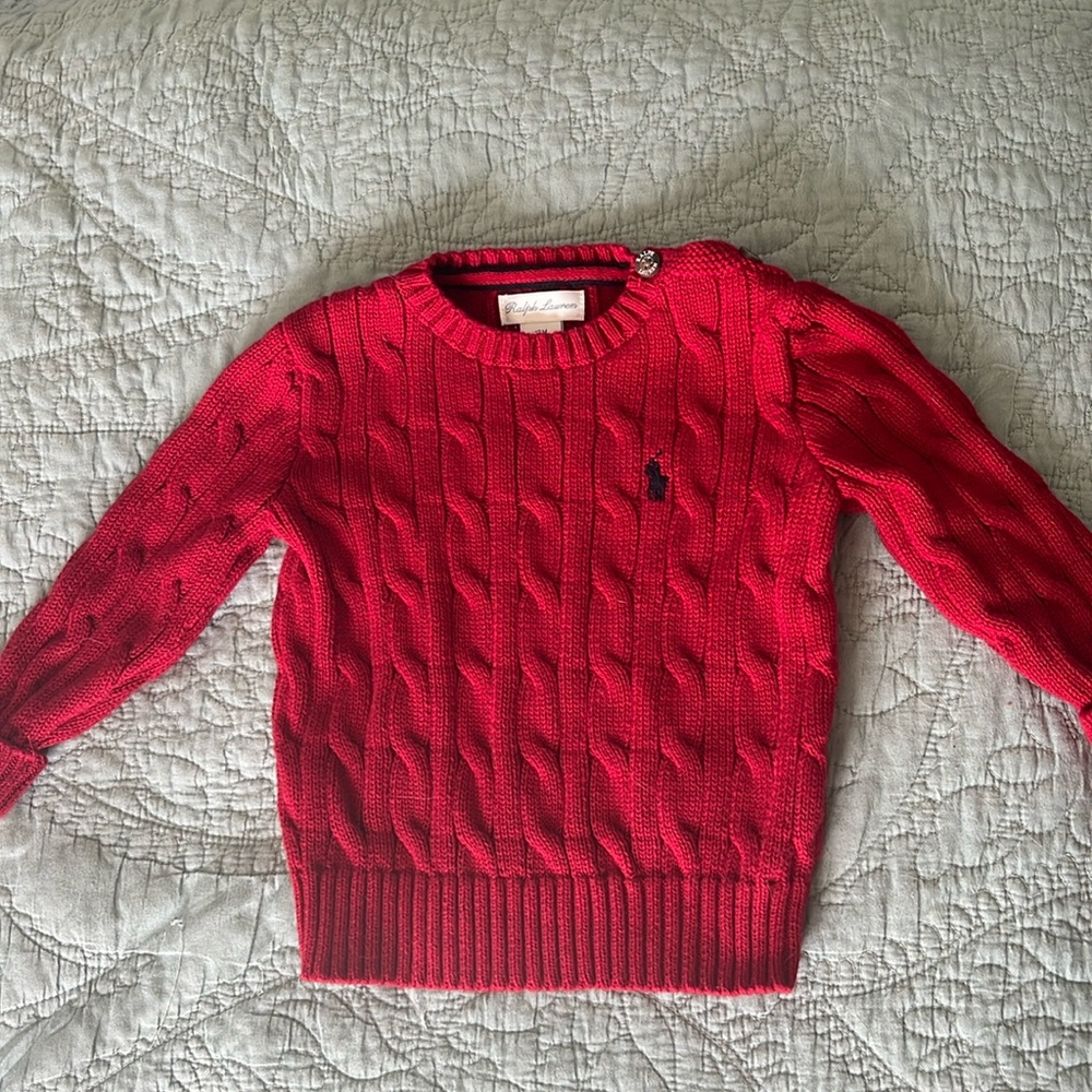 Ralph Lauren Red Cable- Knit Sweater